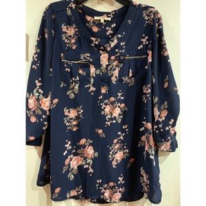 Blue floral blouse